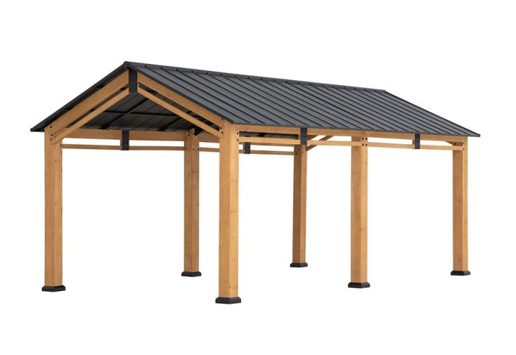 Carport 2 voitures bois de cèdre et acier thermolaqué Diran – 20,2 m²
