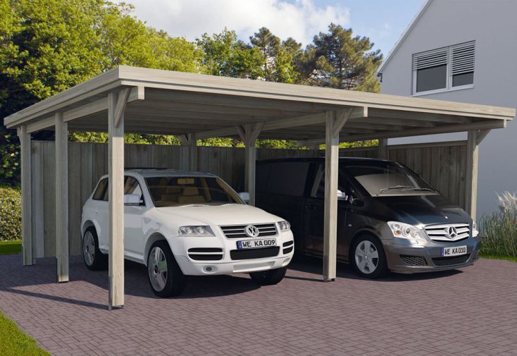 Carport Bois Optima Duo 2 Voitures (Plusieurs Tailles)