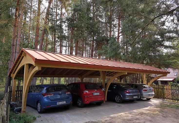 Carport 4 Voitures en Bois Traité Revelatio 4 - 69 m²