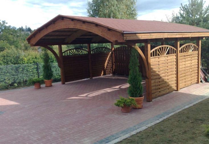 Carport Double en Épicéa Traité et Lamellé Collé 609x605x339cm Nevada