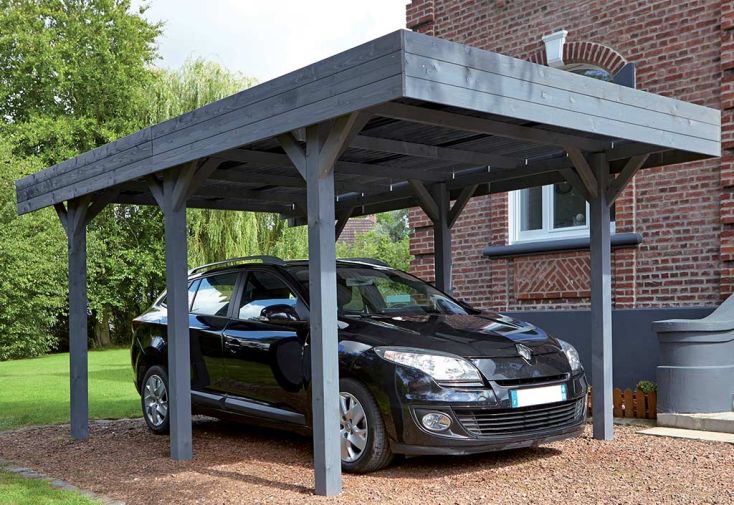 Carport en bois braité 1 voiture 13,3 m² - Louison