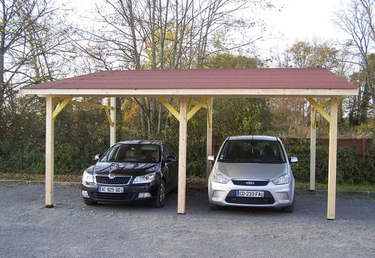 Carport Monopente en Bois d’Épicéa Traité 22 m²