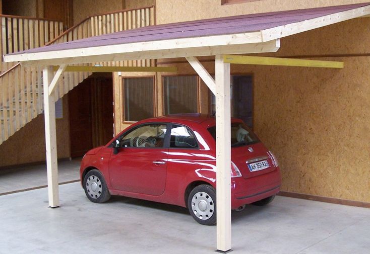 Carport Mural en Bois d’Épicéa Traité 10 m²