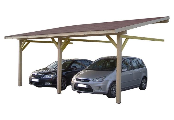 Carport Mural en Bois d’Épicéa Traité 22 m²