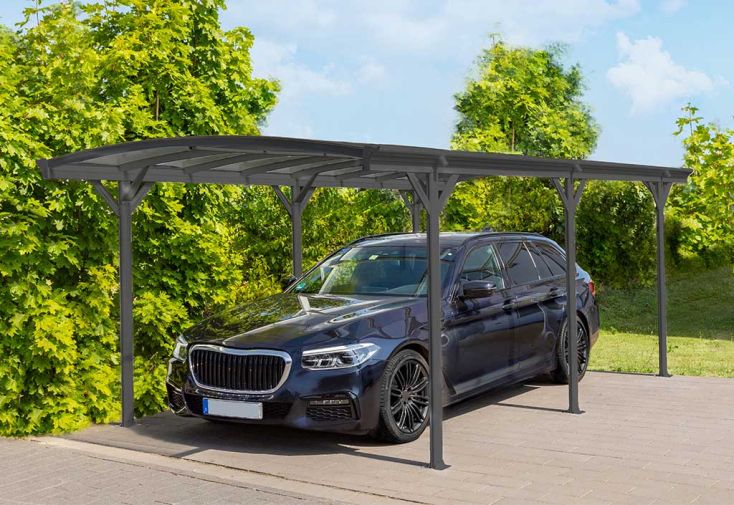 Carport simple en aluminium et polycarbonate anthracite - 15,15 m²