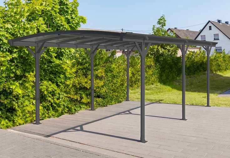 Carport simple en aluminium et polycarbonate anthracite - 17,28 m²