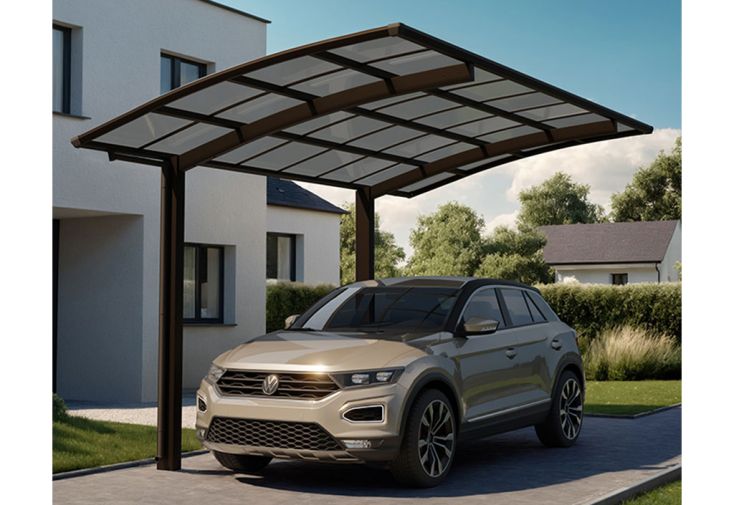 Carport en aluminium et polycarbonate Porteforte 60 bronze – 13,3 m²