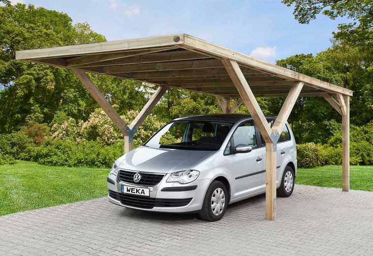 Carport simple en bois de pin traité sans couverture – 18,48 m²
