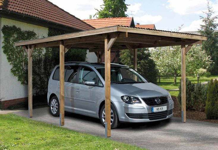 Carport Simple en Bois de Pin Traité et PVC 606 T1 - 15 m²