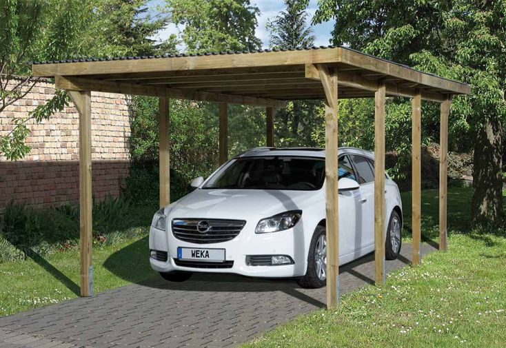 Carport Simple en Bois de Pin Traité et PVC 606 T2 - 18 m²