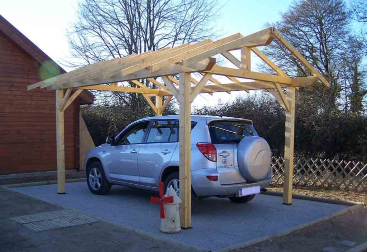 Carport Bois Double Pente 30° 3x4m