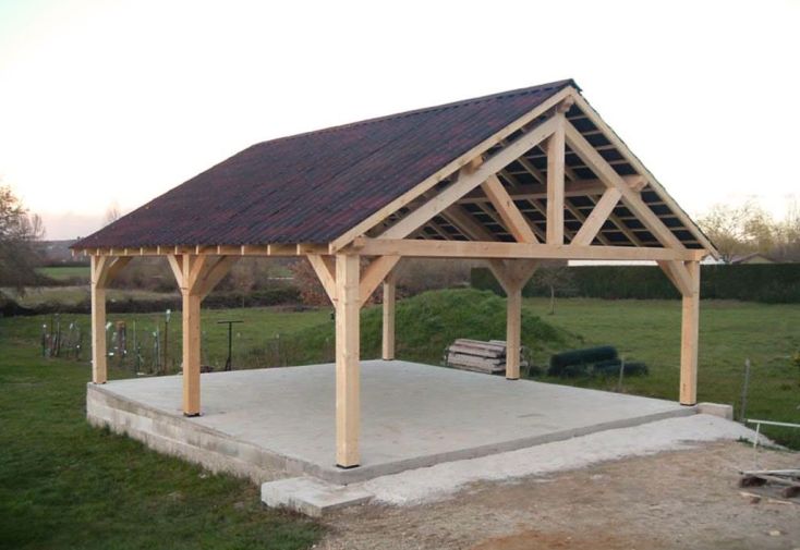 Carport double en bois avec bardeau bitumé 6 x 5 m