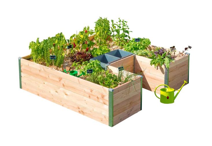 Carré potager en bois avec composteurs Keyhole Garden 170 x 174,5