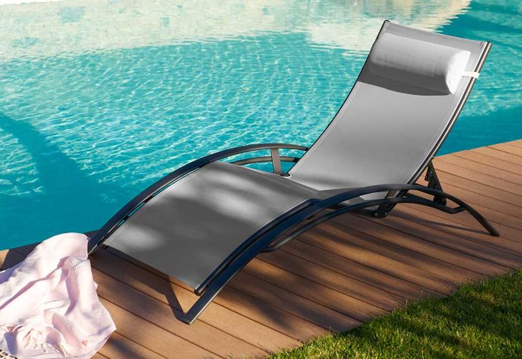 Bain de soleil inclinable en aluminium et textilène