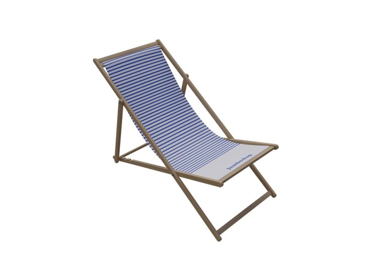 Chaise longue pliante en bois et tissu – Marinière