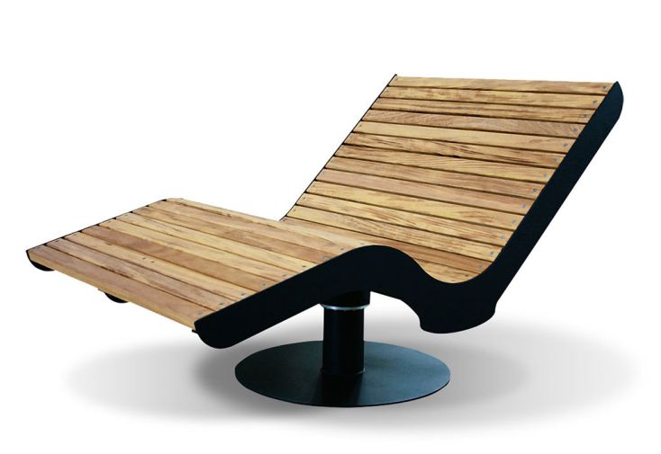 Chaise longue pivotante en bois de pin traité et acier galvanisé Twist