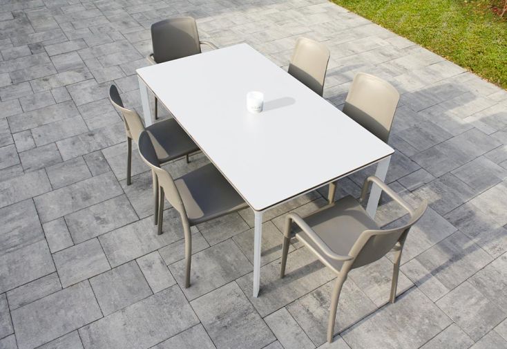 Salon de jardin : 1 table aluminium 160 x 90 cm + 4 chaises + 2 fauteuils – Hall