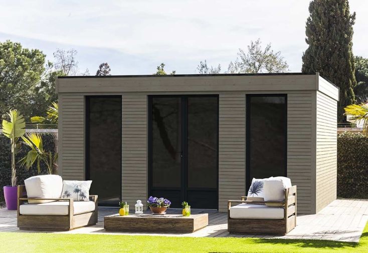 Chalet en bois habitable isolé 90 mm double vitrage toit plat 23,04 m² -  Décor et Jardin