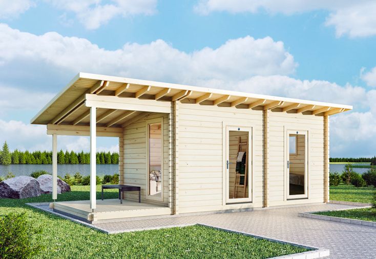 Chalet de Jardin en Bois d'Épicéa Brut avec Terrasse Kuikka 20 m² - Luoman