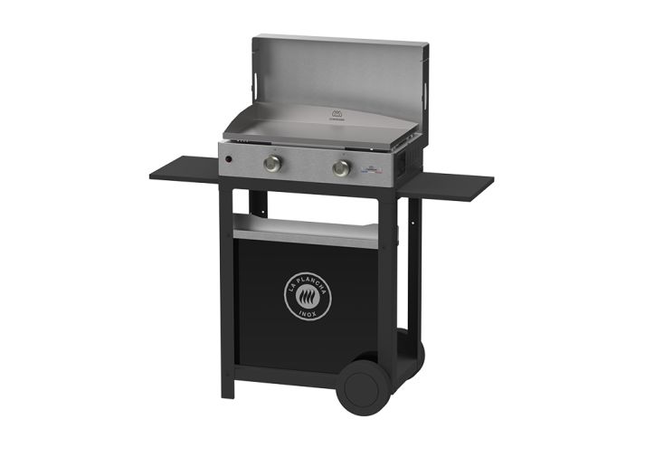 Plancha à gaz Le Marquier 2 brûleurs 4 kW + chariot – 57 x 34 cm