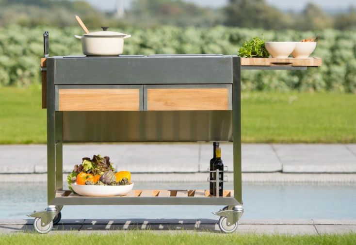 Chariot pour Cuisine Extérieure Aluminium et Teck TomBoy Duo