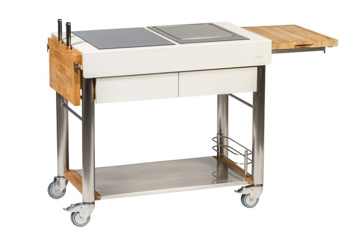 Chariot pour Cuisine Extérieure Aluminium et Teck ServeBoy Duo