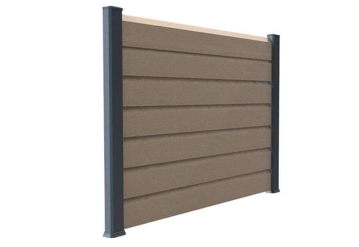 Clôture composite naturel lames biosourcées + poteaux aluminium - Persiennes