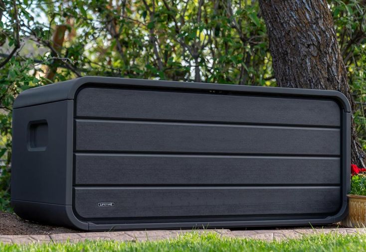 Coffre de jardin design en résine effet bois – 147 x 72 x 64 cm 