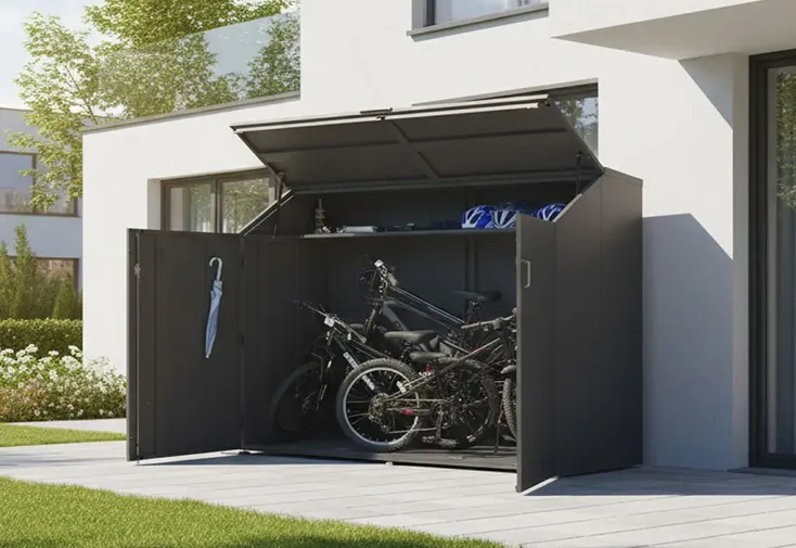Coffre à vélos en acier galvanisé Linéa – 200 x 100 x 154 cm