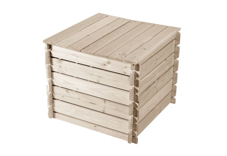 Composteur en bois de châtaigner 340 L Maguy – 80 x 80 x 80 cm