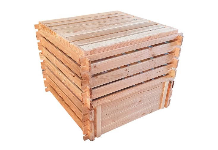 Composteur en bois Douglas 790 L Agathe – 112 x 112 x 87 cm