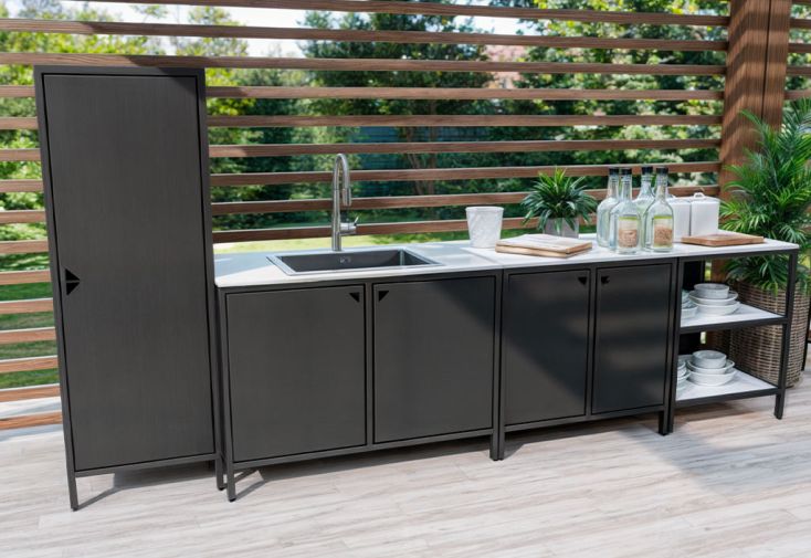 Cuisine extérieure modulable avec meuble évier - Black Heaven