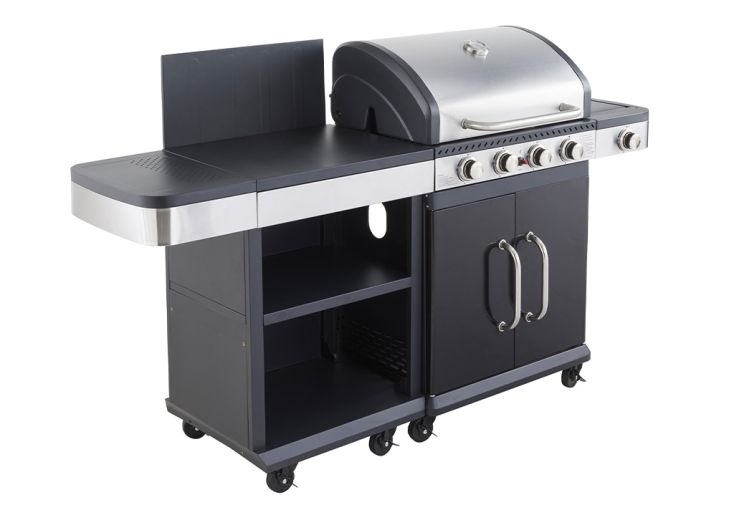 Cuisine d'extérieur avec desserte et barbecue gaz 4 brûleurs – 14,5 kW