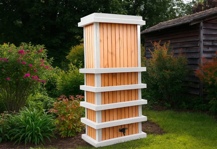 Récupérateur d’eau de pluie en bois et aluminium - 200 L