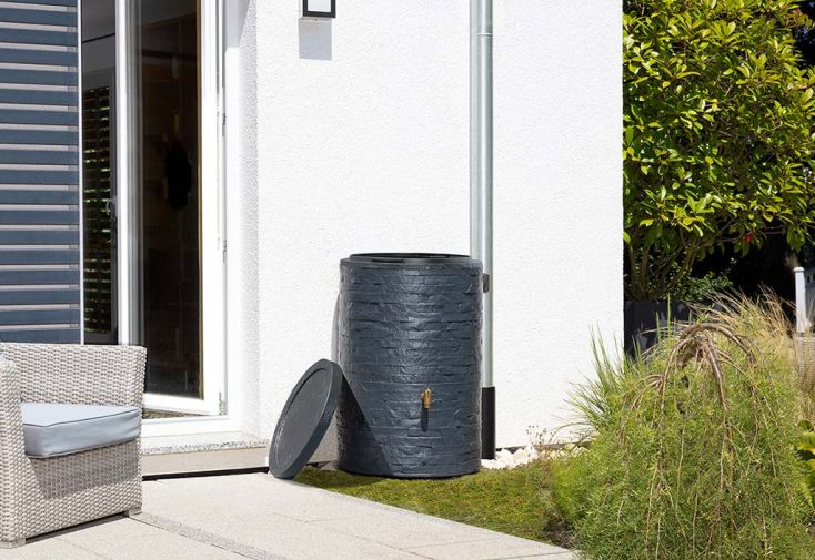 Récupérateur d'eau de pluie avec collecteur et robinet - Arondo