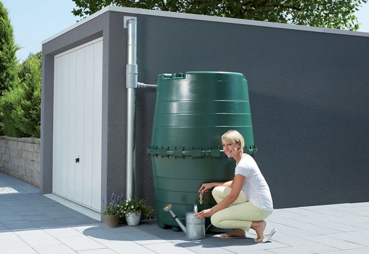 Récupérateur d’eau de pluie 1300 L robinet et collecteur – Top Tank