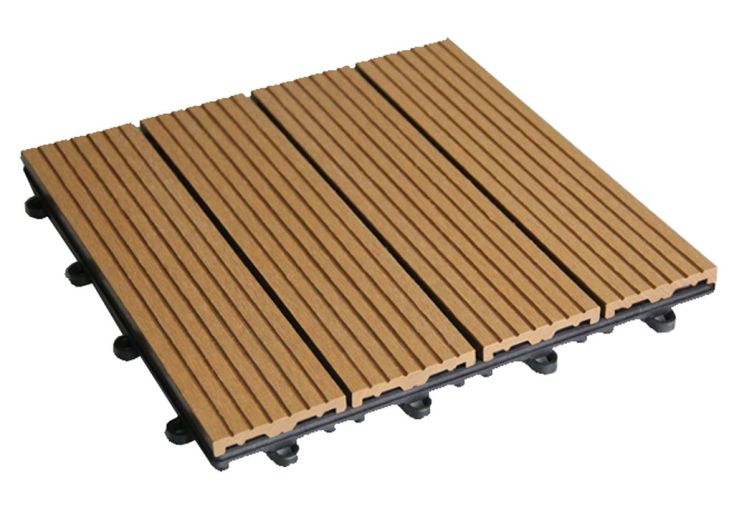 Lot de 10 dalles de sol clipsables en bois composite marron – 30 x 30 cm