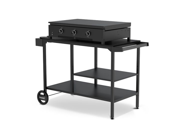 Desserte pour plancha en acier zingué – 60 x 115 x 90 cm