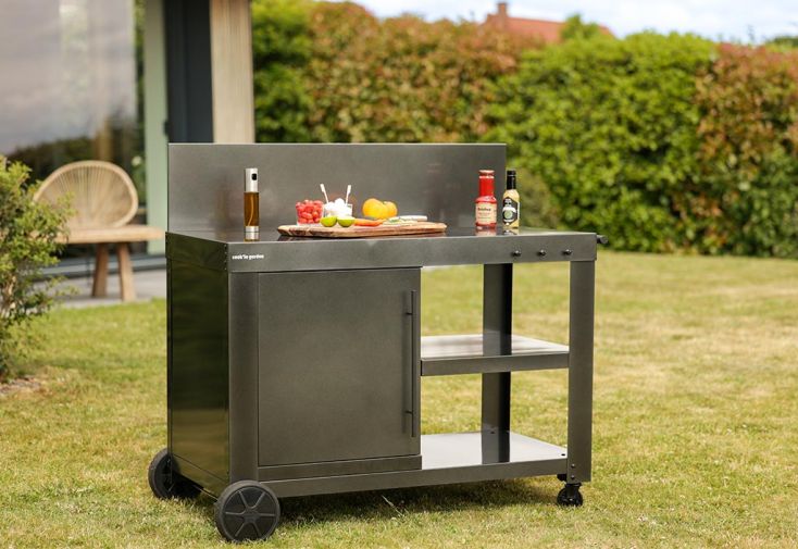 Desserte pour barbecue en acier époxy – 122 x 65 x 105 cm