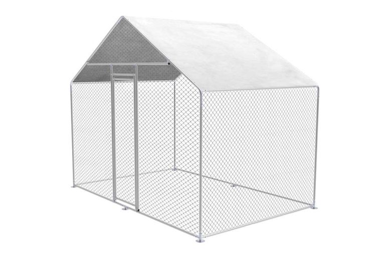 Enclos à poules en métal galvanisé – 3 x 2 x 2,5 m