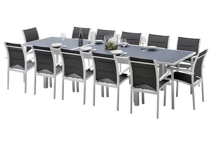 Salon de Jardin Modulo : Table Extensible + 12 Fauteuils