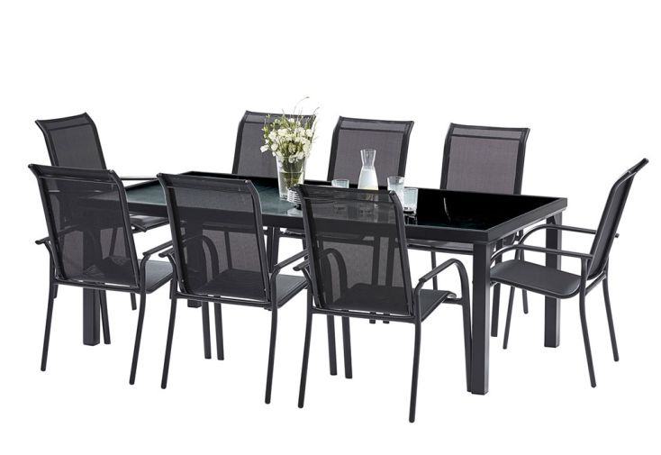 Salon de jardin 8 personnes en aluminium – 210 × 105 × 72 cm