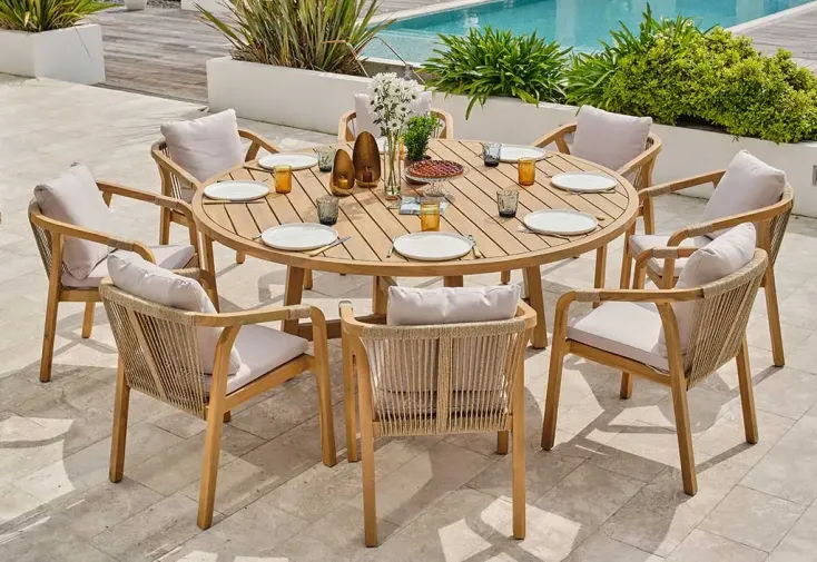 Salon de jardin haut 8 places en bois d’acacia – Serena