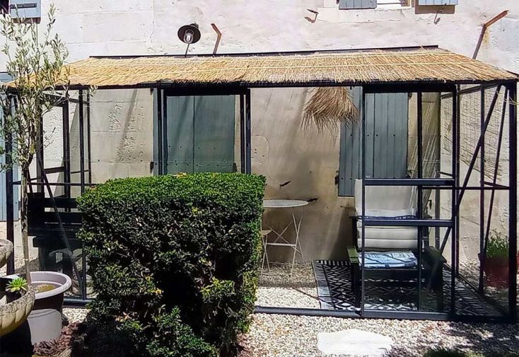 Serre de jardin adossée en verre Lams 7,2 m² - Melissa anthracite