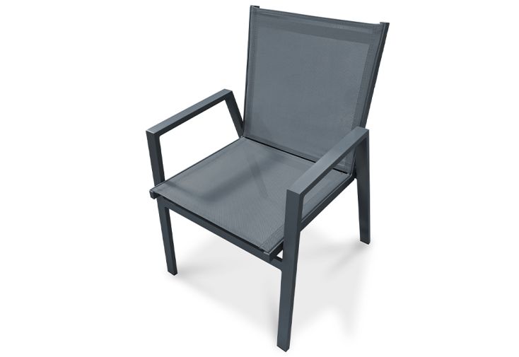 Chaise d'extérieur avec structure en aluminium anthracite empilable