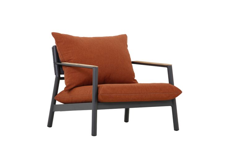 Fauteuil de salon de jardin en aluminium et teck terracotta - Monti