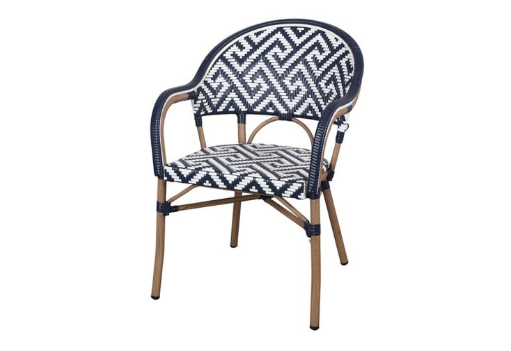 Fauteuil de jardin en aluminium et rotin synthétique – 58 x 62 x 86 cm