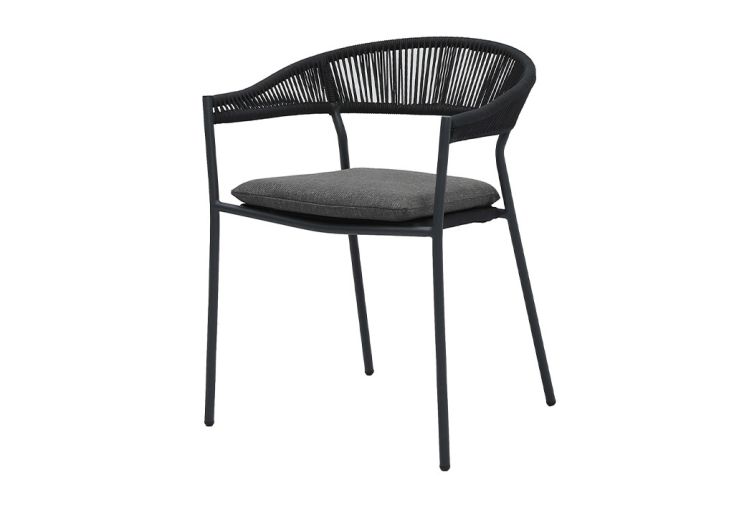 Fauteuil de jardin empilable en métal et corde - Sebastian