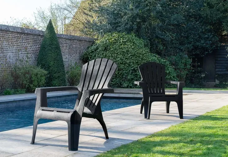 Fauteuil de jardin Adirondack en plastique Anthracite – lot de 2