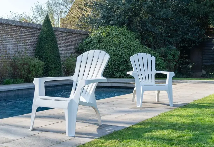 Fauteuil de jardin Adirondack en plastique Blanc – lot de 2